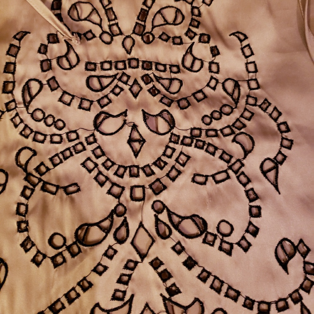 Embroidered Cut-Out Satin  Top - Picture 4 of 4